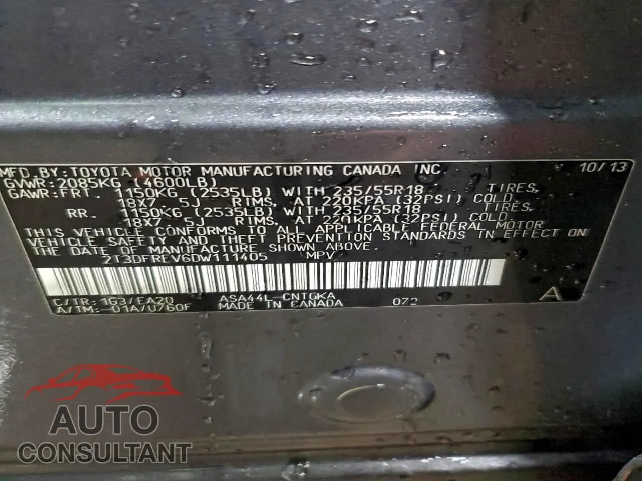 2013 TOYOTA RAV4 Damaged VIN 2T3DFREV6DW111405 – photo 12