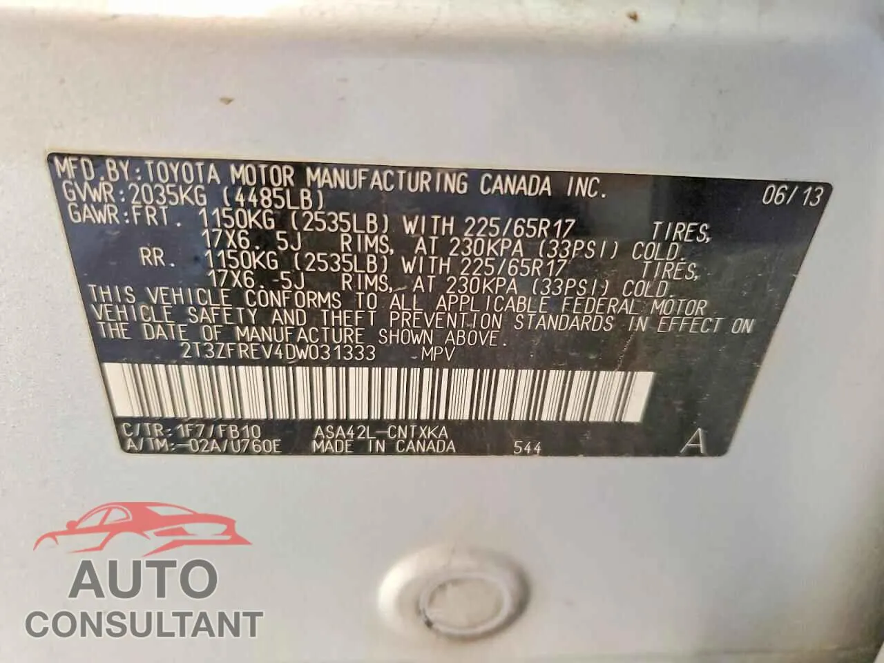 2013 TOYOTA RAV4 Damaged VIN 2T3ZFREV4DW031333 – photo 14