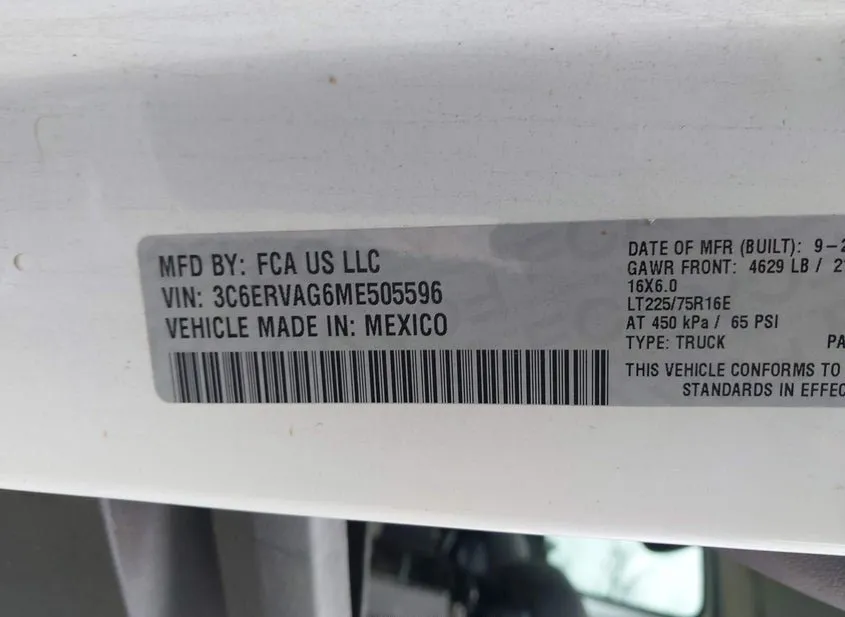 2021 RAM ProMaster 1500 Used VIN 3C6ERVAG6ME505596 – dashboard 2021 RAM ProMaster 1500 Used VIN 3C6ERVAG6ME505596 – dashboard