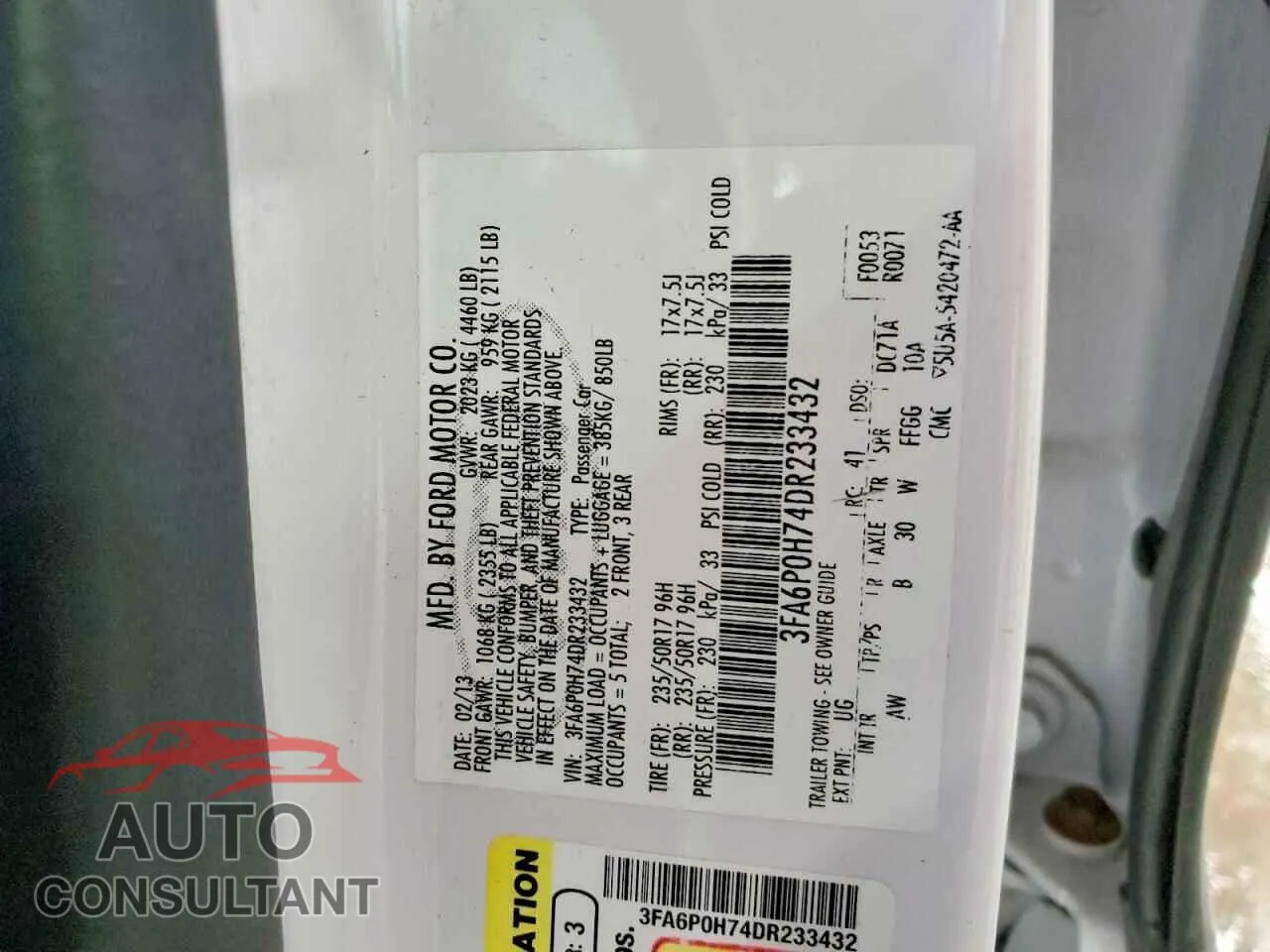 2013 FORD FUSION Damaged VIN 3FA6P0H74DR233432 – photo 13