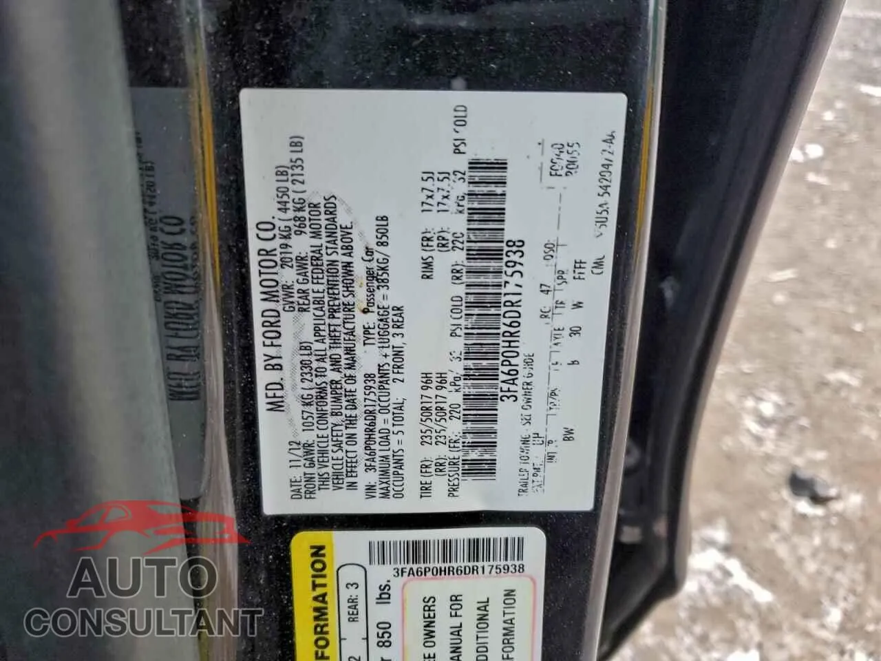 2013 FORD FUSION Damaged VIN 3FA6P0HR6DR175938 – photo 13 2013 FORD FUSION Damaged VIN 3FA6P0HR6DR175938 – photo 13