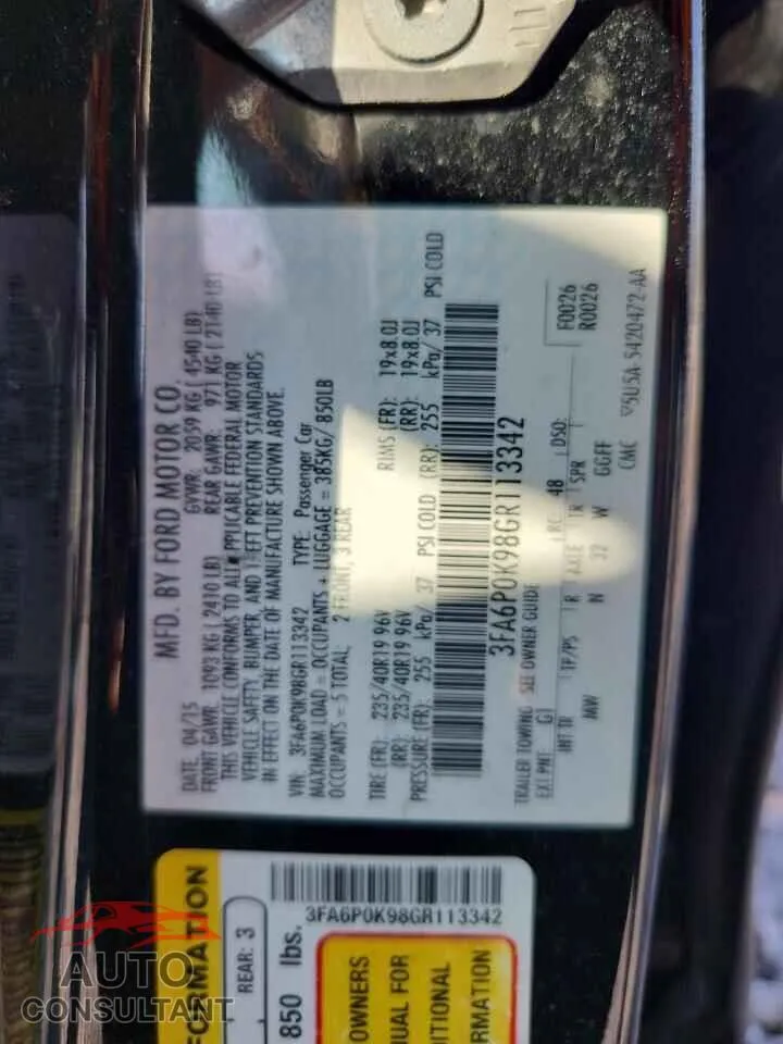 2016 FORD FUSION Damaged VIN 3FA6P0K98GR113342 – photo 13