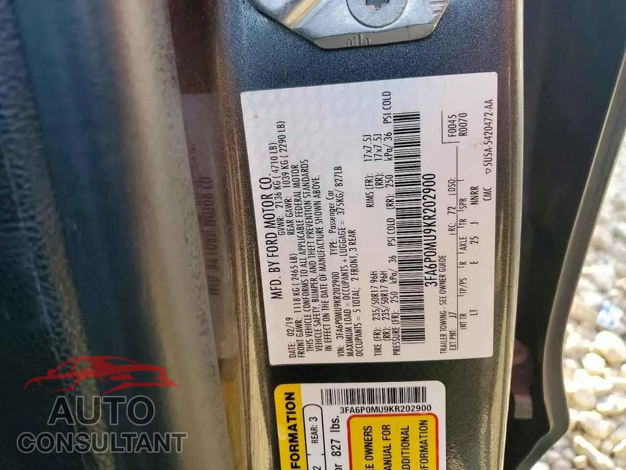 2019 FORD FUSION Damaged VIN 3FA6P0MU9KR202900 – photo 13