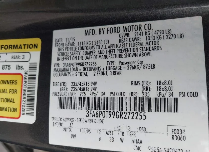 2016 FORD Fusion Used VIN 3FA6P0T99GR272255 – photo 18 2016 FORD Fusion Used VIN 3FA6P0T99GR272255 – photo 18