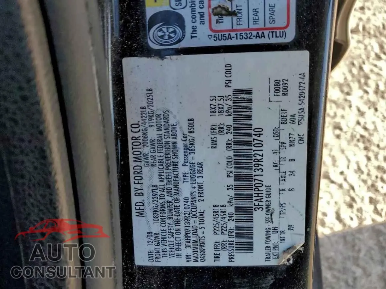 2009 FORD FUSION Damaged VIN 3FAHP07139R210740 – photo 13