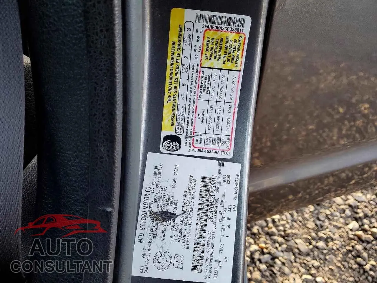 2012 FORD FUSION Damaged VIN 3FAHP0HA3CR335811 – photo 12