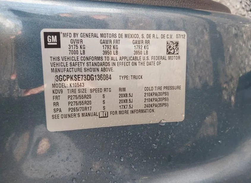 2013 CHEVROLET Silverado Used VIN 3GCPKSE73DG136084 – odometer reading
