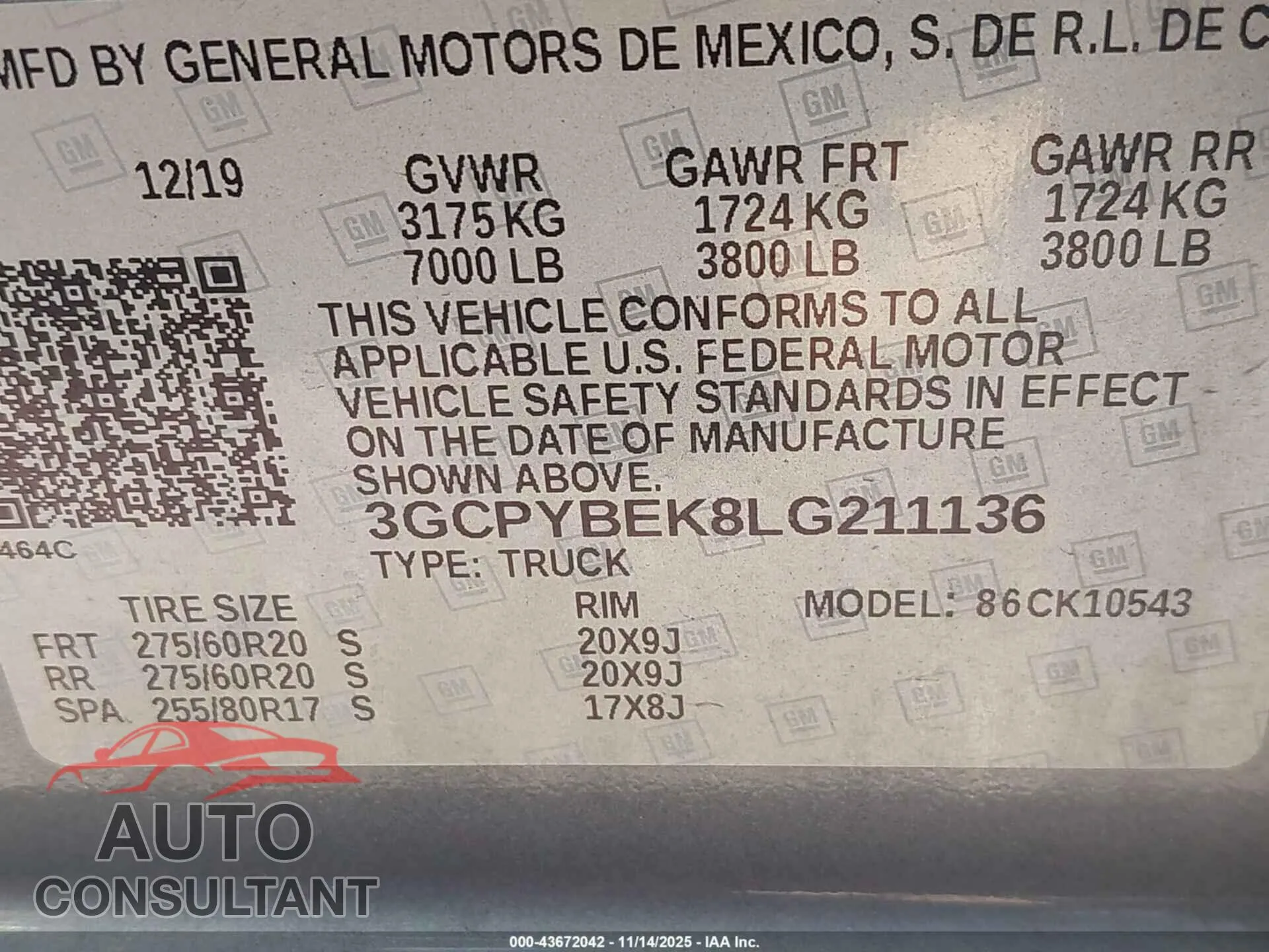 2020 CHEVROLET SILVERADO 1500 Damaged VIN 3GCPYBEK8LG211136 – trunk area