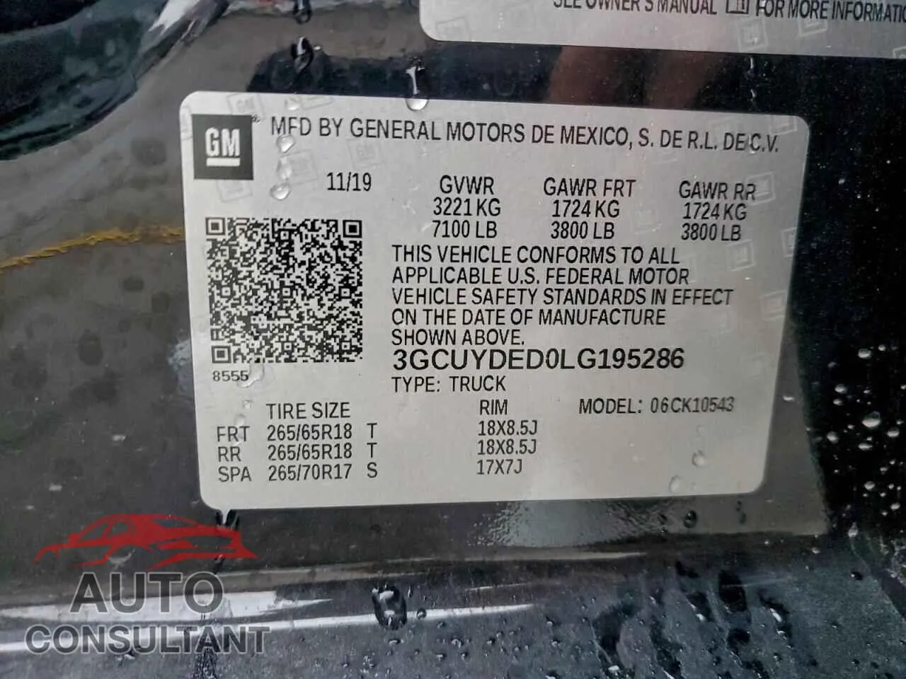 2020 CHEVROLET ALL Models Damaged VIN 3GCUYDED0LG195286 – photo 13