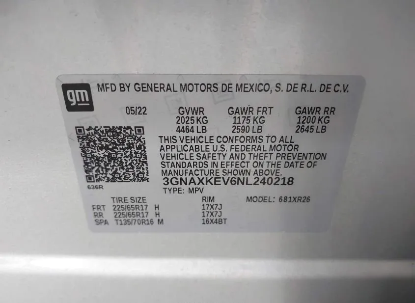 2022 CHEVROLET Equinox Used VIN 3GNAXKEV6NL240218 – side profile