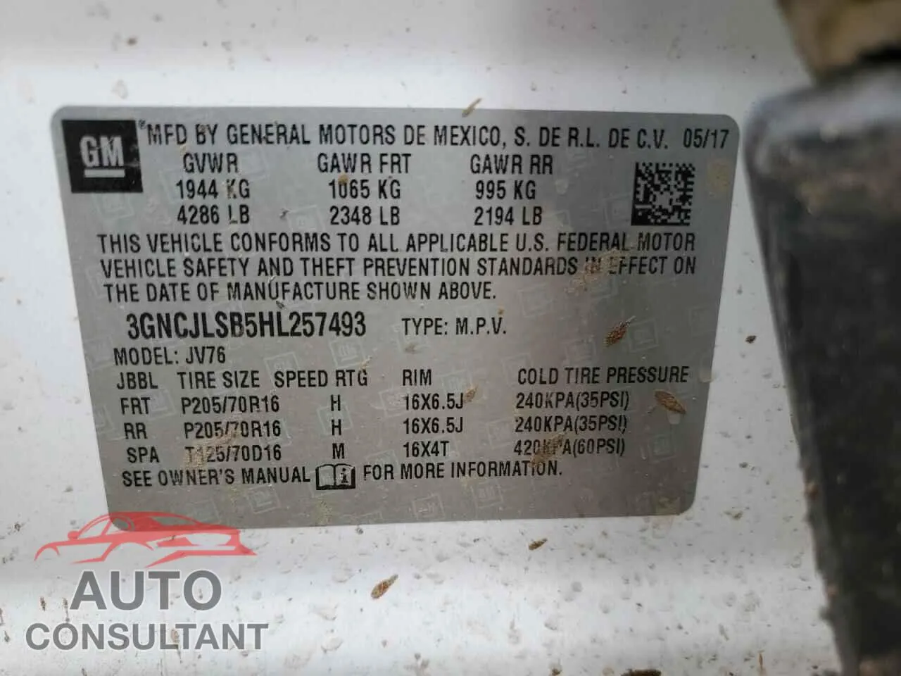 2017 CHEVROLET TRAX Damaged VIN 3GNCJLSB5HL257493 – photo 14