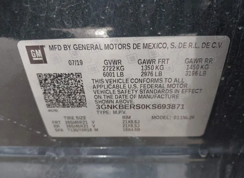 2019 CHEVROLET Blazer Used VIN 3GNKBERS0KS693871 – exterior detail 2019 CHEVROLET Blazer Used VIN 3GNKBERS0KS693871 – exterior detail