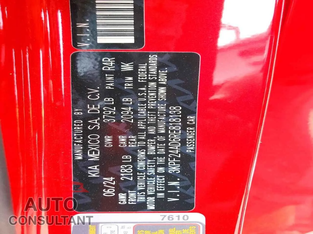 2024 KIA FORTE Damaged VIN 3KPF24AD6RE818138 – photo 12