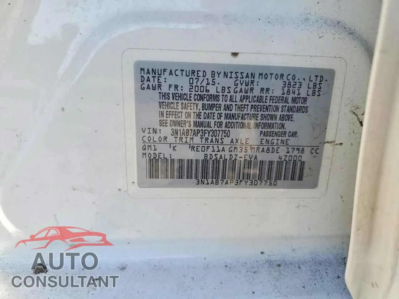 2015 NISSAN SENTRA Damaged VIN 3N1AB7AP3FY307750 – photo 13