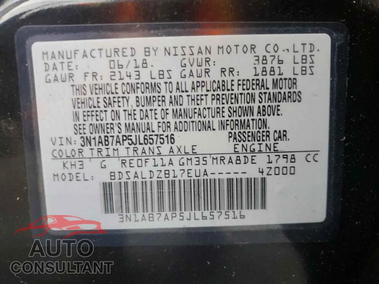 2018 NISSAN SENTRA Damaged VIN 3N1AB7AP5JL657516 – photo 12