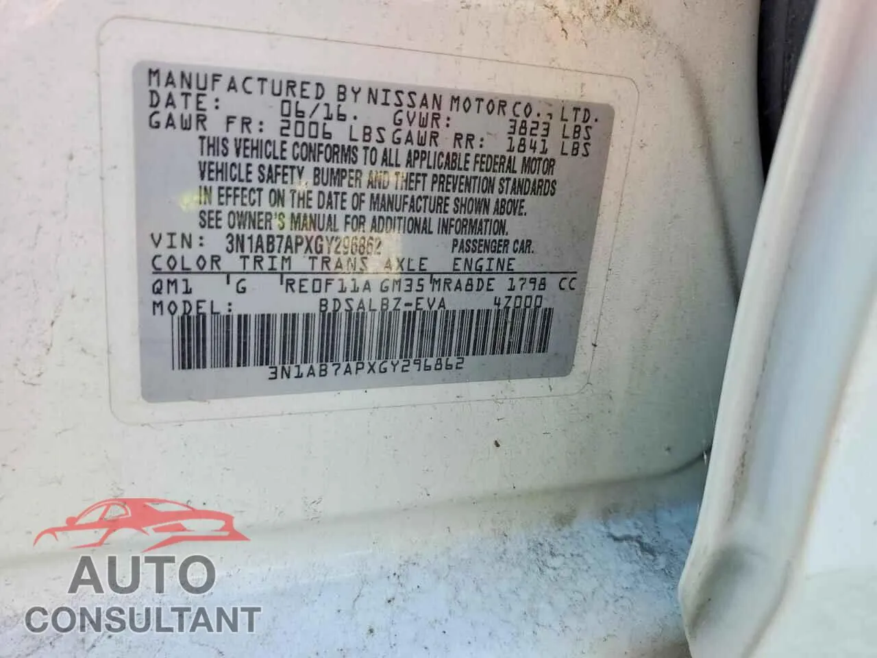 2016 NISSAN SENTRA Damaged VIN 3N1AB7APXGY296862 – photo 13