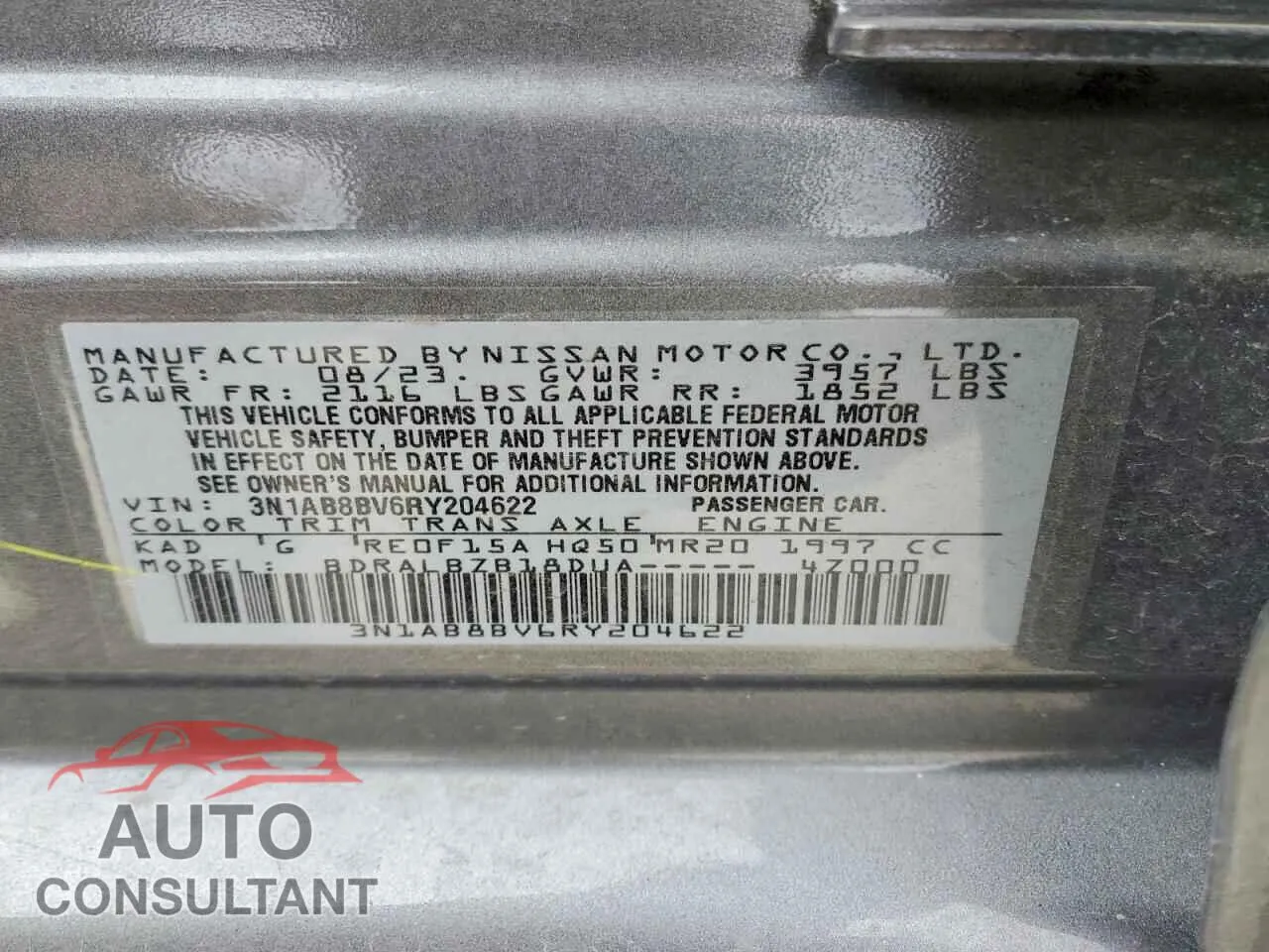 2024 NISSAN SENTRA Damaged VIN 3N1AB8BV6RY204622 – photo 13