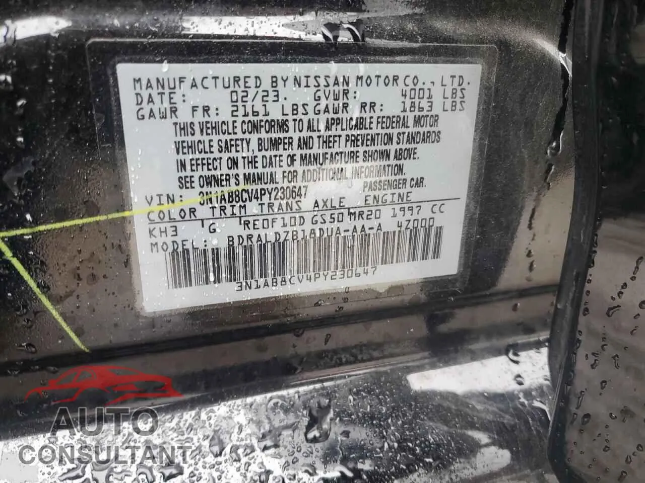 2023 NISSAN SENTRA Damaged VIN 3N1AB8CV4PY230647 – photo 12
