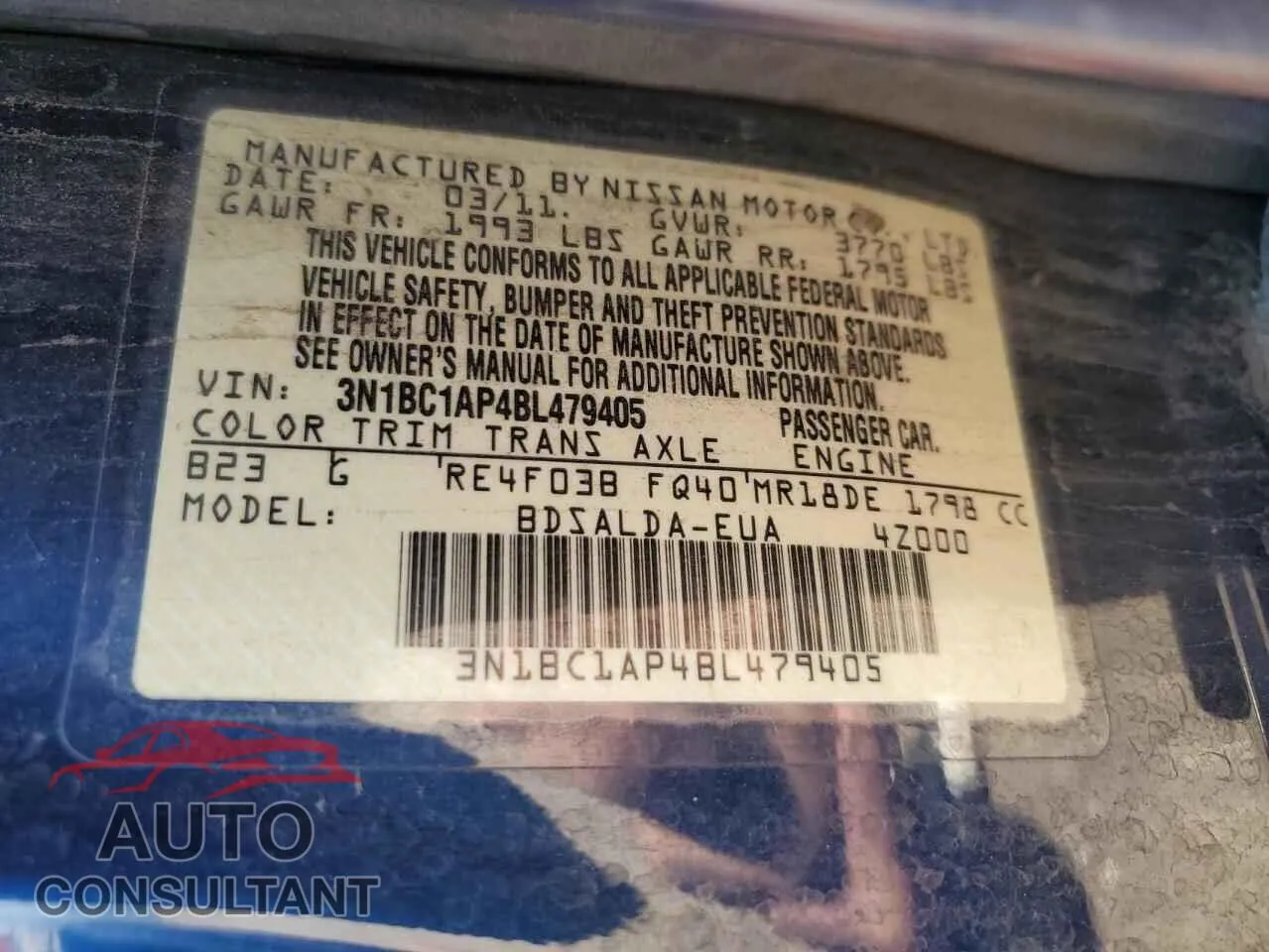 2011 NISSAN VERSA Damaged VIN 3N1BC1AP4BL479405 – photo 12