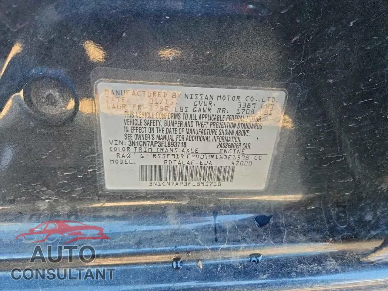2015 NISSAN VERSA Damaged VIN 3N1CN7AP3FL893718 – photo 13
