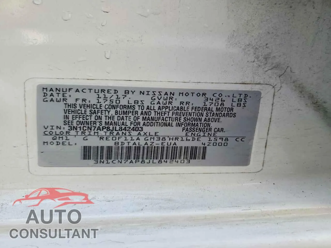 2018 NISSAN VERSA Damaged VIN 3N1CN7AP8JL842403 – photo 12