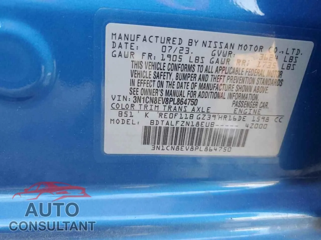 2023 NISSAN VERSA Damaged VIN 3N1CN8EV8PL864750 – photo 12