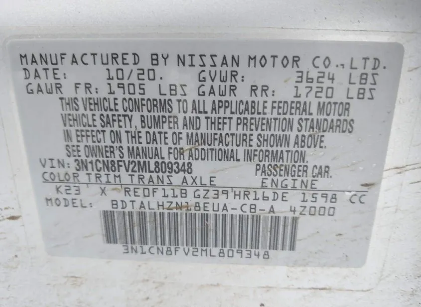 2021 NISSAN Versa Used VIN 3N1CN8FV2ML809348 – photo 15