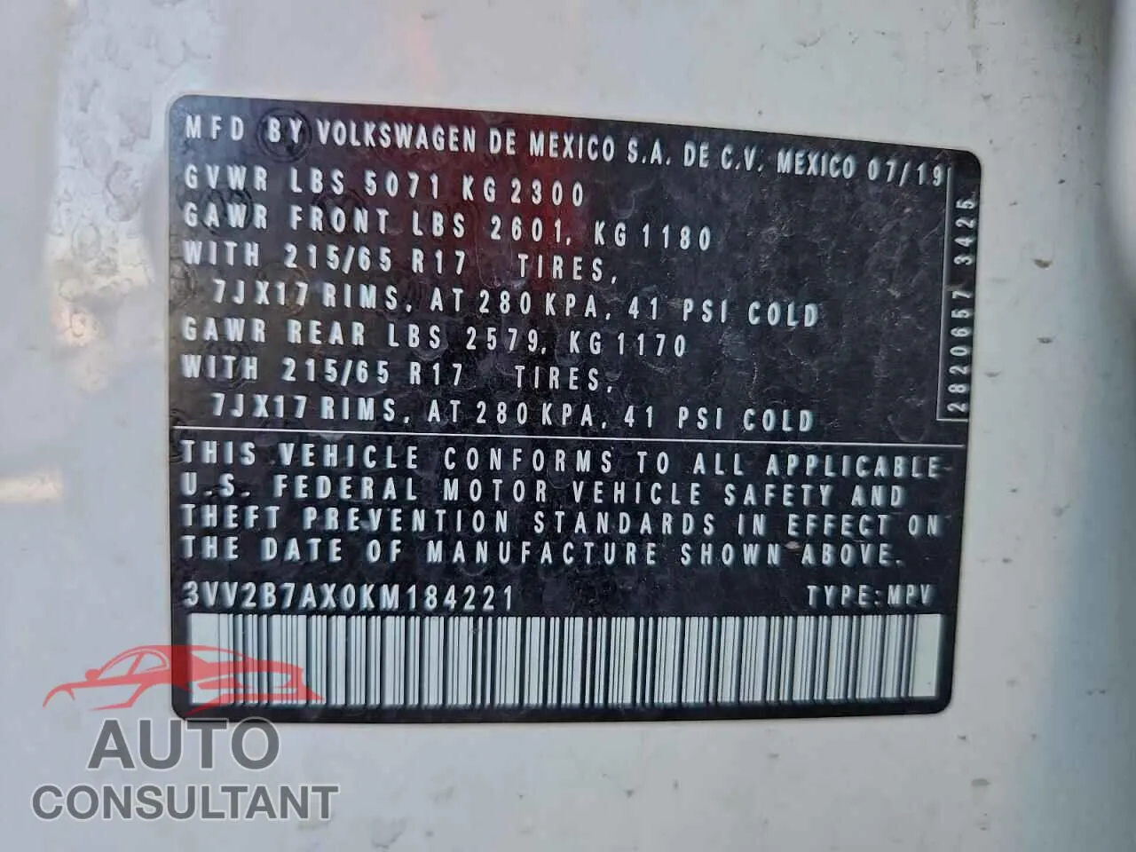 2019 VOLKSWAGEN TIGUAN Damaged VIN 3VV2B7AX0KM184221 – photo 14
