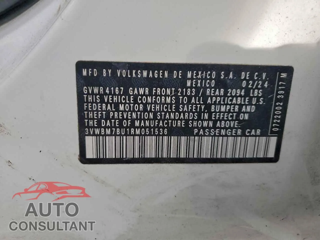 2024 VOLKSWAGEN JETTA Damaged VIN 3VWBM7BU1RM051536 – photo 12