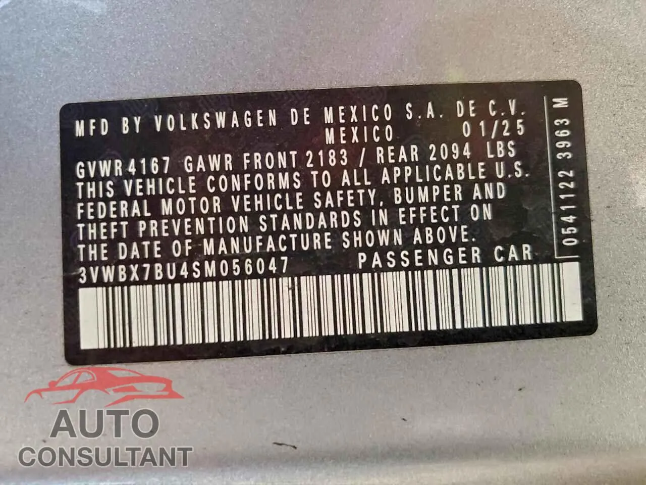 2025 VOLKSWAGEN JETTA Damaged VIN 3VWBX7BU4SM056047 – photo 12