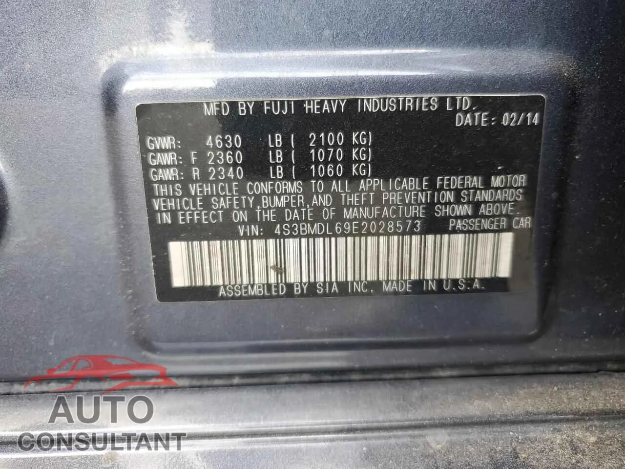 2014 SUBARU LEGACY Damaged VIN 4S3BMDL69E2028573 – photo 13 2014 SUBARU LEGACY Damaged VIN 4S3BMDL69E2028573 – photo 13