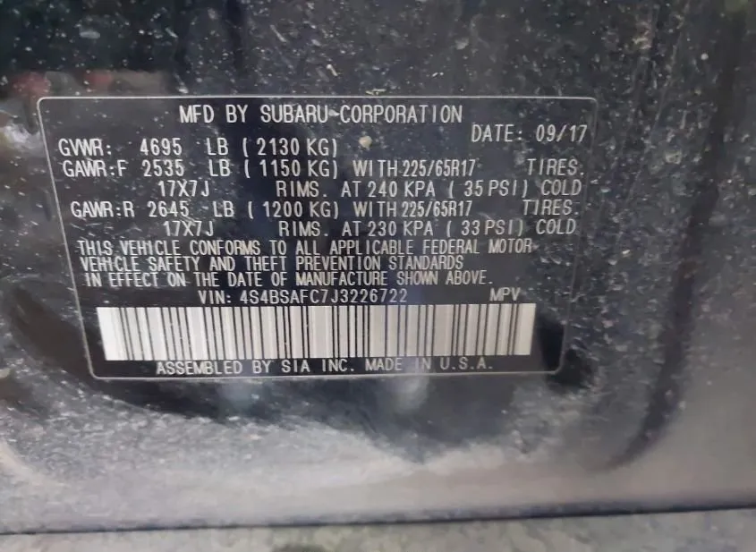 2018 SUBARU Outback Used VIN 4S4BSAFC7J3226722 – photo 18