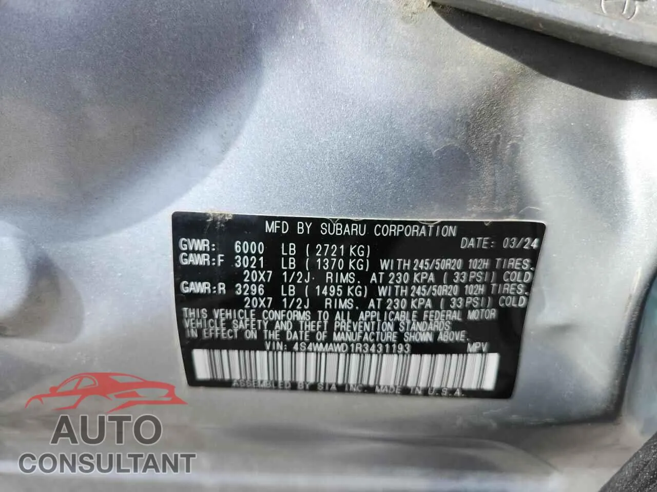 2024 SUBARU ASCENT Damaged VIN 4S4WMAWD1R3431193 – photo 13
