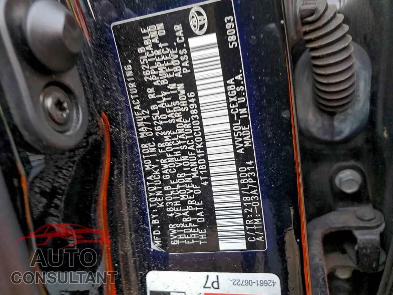 2012 TOYOTA CAMRY Damaged VIN 4T1BD1FK0CU038946 – photo 12