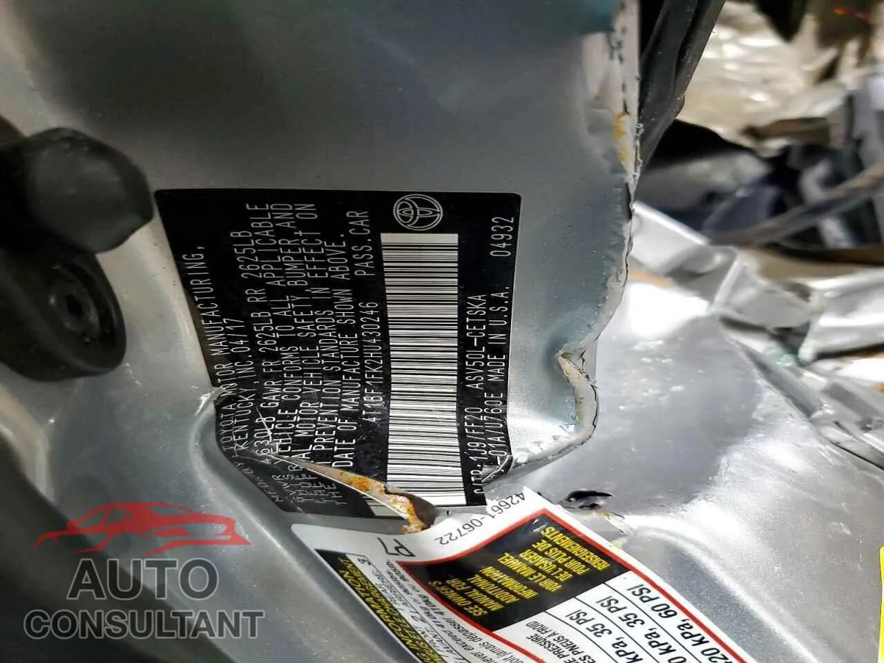 2017 TOYOTA CAMRY Damaged VIN 4T1BF1FK2HU430246 – photo 12
