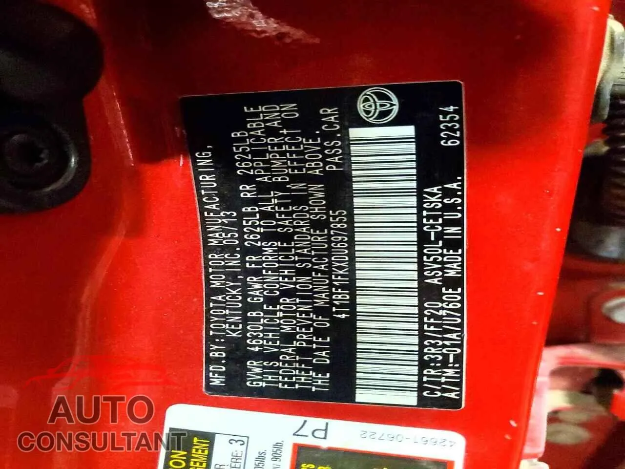 2013 TOYOTA CAMRY Damaged VIN 4T1BF1FKXDU697855 – photo 12