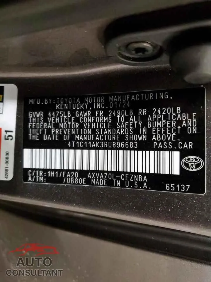 2024 TOYOTA CAMRY Used VIN 4T1C11AK3RU896683 – photo 12