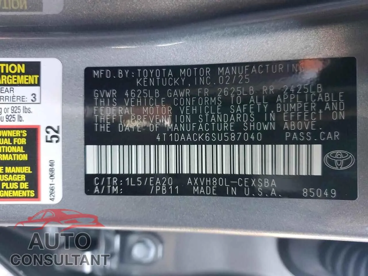2025 TOYOTA CAMRY Damaged VIN 4T1DAACK6SU587040 – photo 12