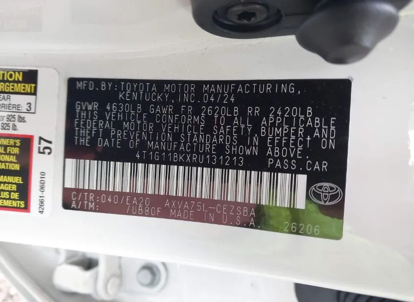 2024 TOYOTA Camry Used VIN 4T1G11BKXRU131213 – interior seats 2024 TOYOTA Camry Used VIN 4T1G11BKXRU131213 – interior seats