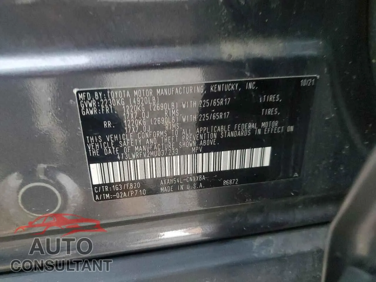 2021 TOYOTA RAV4 Damaged VIN 4T3LWRFV2MU037233 – photo 13