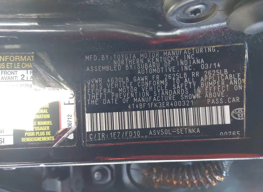 2014 TOYOTA Camry Used VIN 4T4BF1FK3ER400321 – dashboard