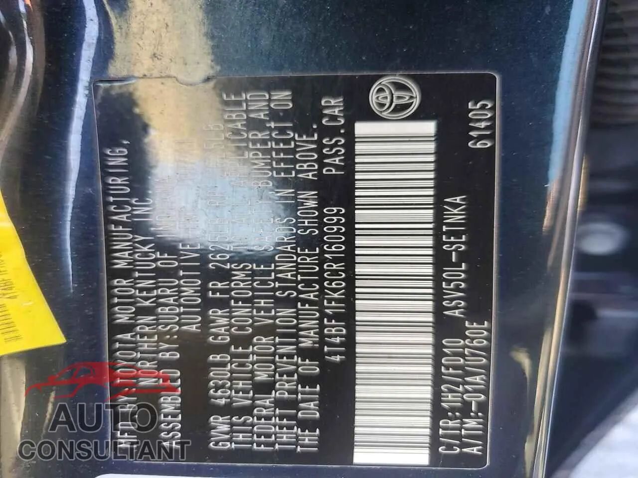 2012 TOYOTA CAMRY Used VIN 4T4BF1FK6CR160999 – photo 12