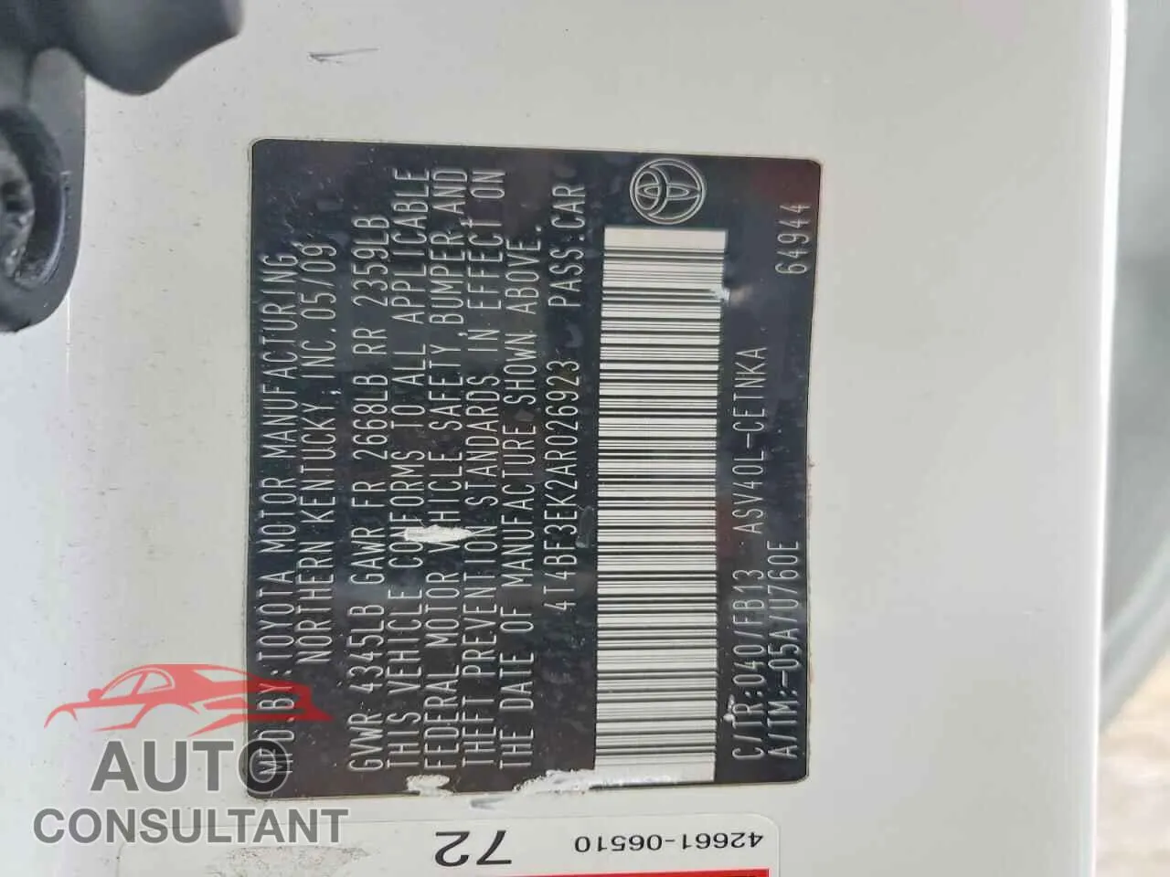 2010 TOYOTA CAMRY Damaged VIN 4T4BF3EK2AR026923 – photo 12