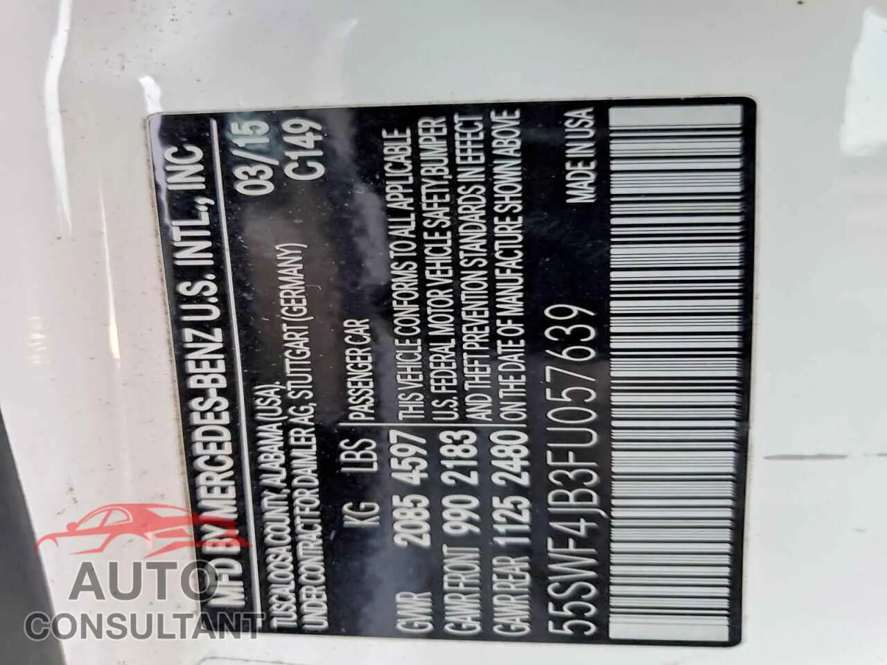 2015 MERCEDES-BENZ C-CLASS Damaged VIN 55SWF4JB3FU057639 – photo 12 2015 MERCEDES-BENZ C-CLASS Damaged VIN 55SWF4JB3FU057639 – photo 12