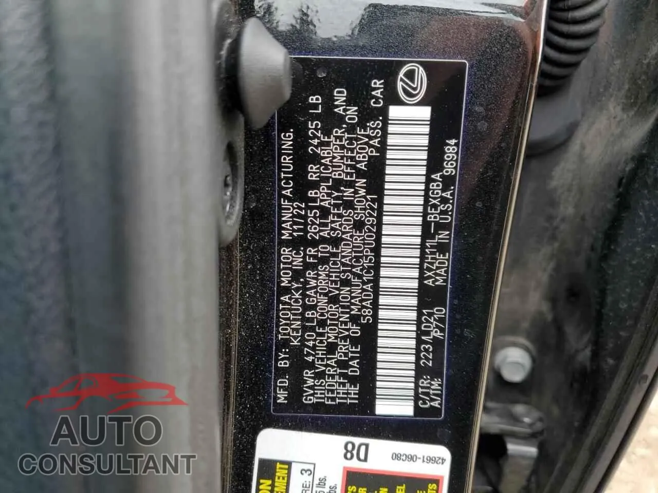 2023 LEXUS ES300 Damaged VIN 58ADA1C15PU029221 – photo 12 2023 LEXUS ES300 Damaged VIN 58ADA1C15PU029221 – photo 12