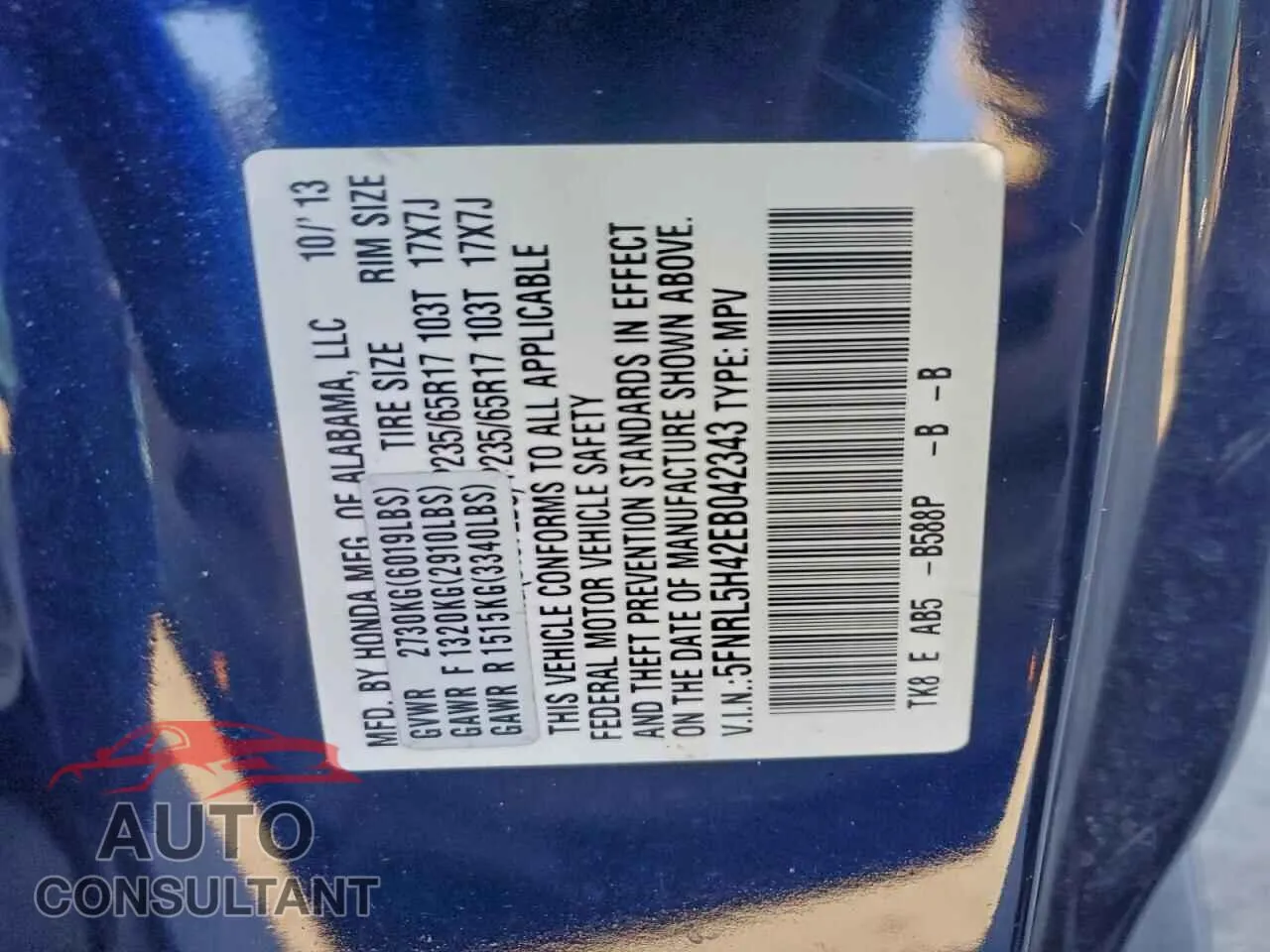 2014 HONDA All Models Damaged VIN 5FNRL5H42EB042343 – photo 14 2014 HONDA All Models Damaged VIN 5FNRL5H42EB042343 – photo 14