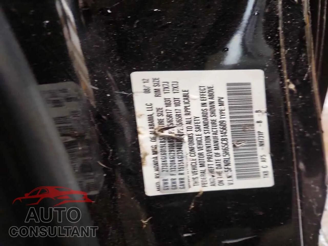 2012 HONDA All Models Damaged VIN 5FNRL5H65CB145609 – photo 13