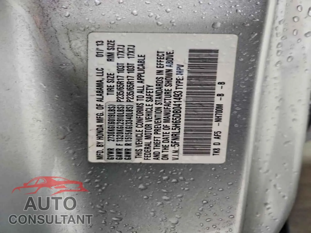 2013 HONDA All Models Damaged VIN 5FNRL5H65DB041493 – photo 14
