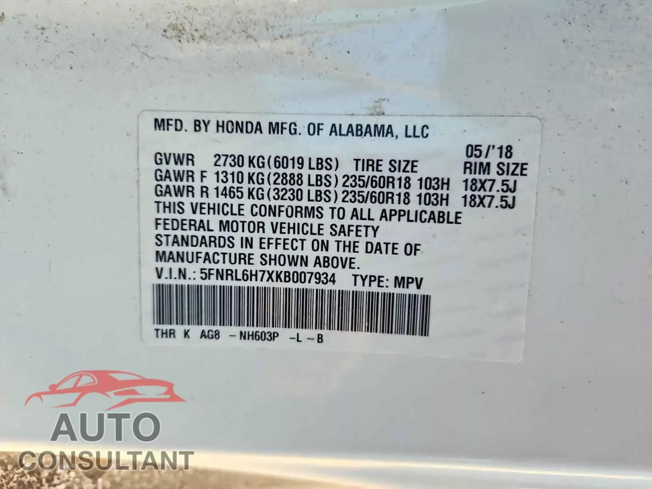 2019 HONDA All Models Damaged VIN 5FNRL6H7XKB007934 – photo 13 2019 HONDA All Models Damaged VIN 5FNRL6H7XKB007934 – photo 13