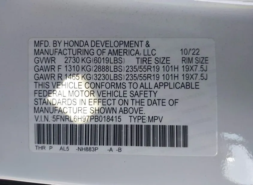 2023 HONDA Odyssey Used VIN 5FNRL6H97PB018415 – photo 14